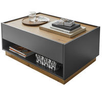 COUCHTISCH grau matt, Eiche Wotan 90 x 60 cm, Wohnzimmertisch mit Stauraum - Eiche Wotan/Grau, Holzwerkstoff/Metall (90/60/38cm) - Furn.Design