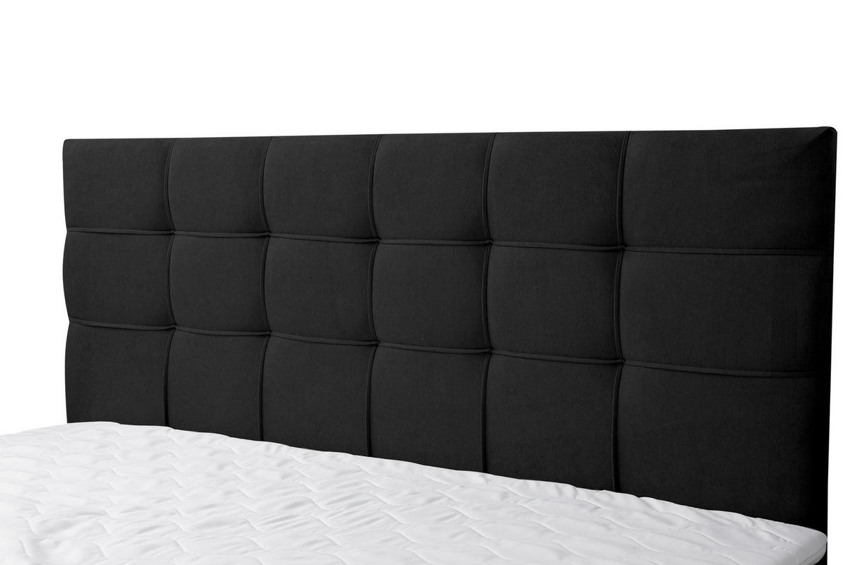 BOXSPRINGBETT BOSS, Polsterbett Maße: 160x200 cm, Farbe: Schwarz, Velourstoff, Doppelbett mit Bonell-Matratze H3 inkl. Topper - Schwarz, Holz/Kunststoff (160/200cm) - VENASI MÖBEL