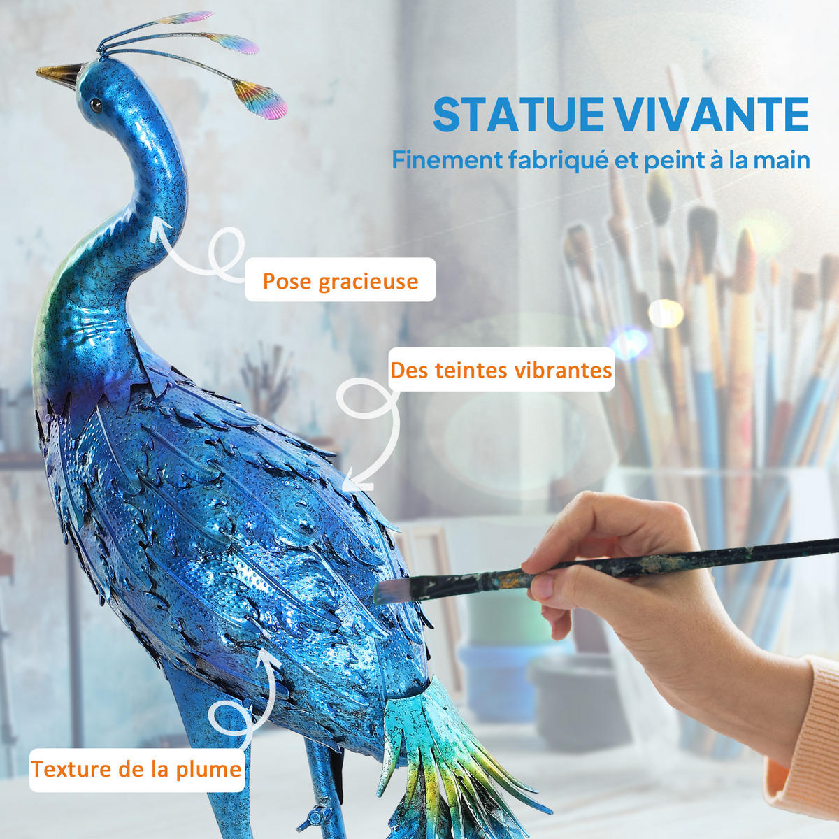 PFAUENFIGUR 2er-Set DE-13786 metall mit UV-Schutz Mehrfarbig - Multicolor, Metall (40/83/43cm) - ComfortXL
