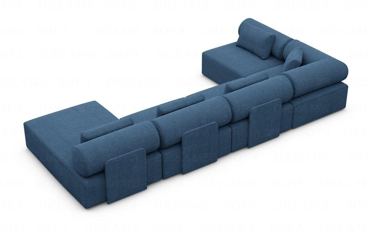 WOHNLANDSCHAFT Cipriani Blau Strukturstoff - Blau, Kunststoff (400/77/200cm)