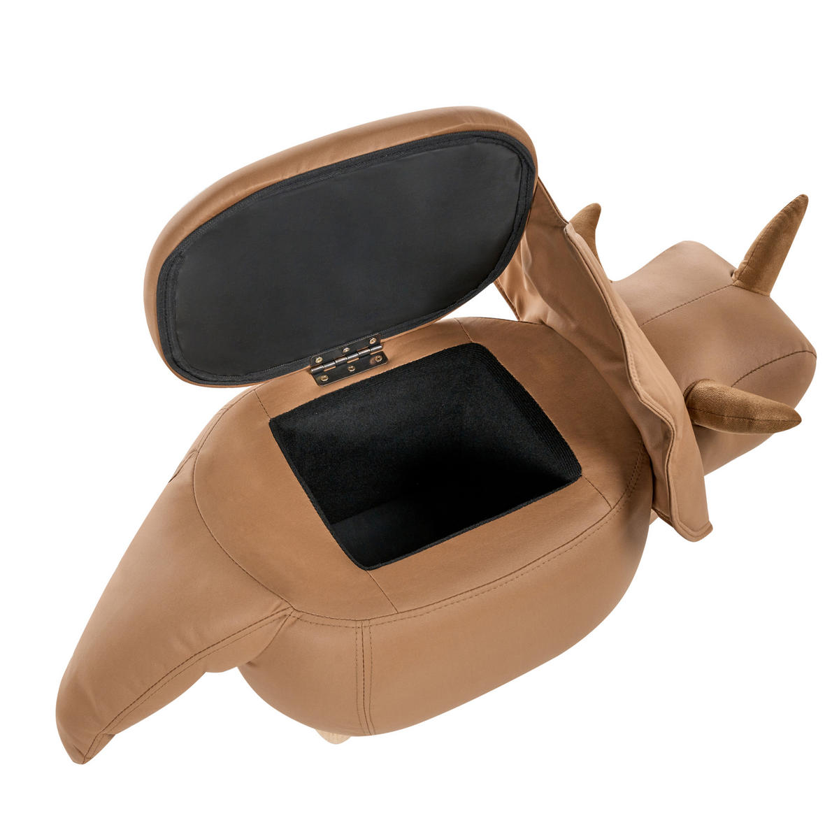 TIERHOCKER Braun Triceratops - Braun, Textil (92/56/42cm) - Beliani