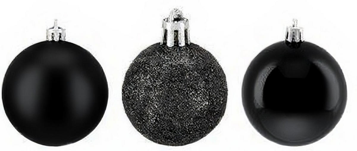 76XWEIHNACHTSKUGELN - Schwarz, Kunststoff (6/7/6cm) - Relaxdays