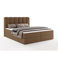 BOXBET NOLARO 160x200 cm Komplett-Set mit Bettkasten, Bonell-Matratze und Topper, Bouclé Braun - Braun, Textil (160/200cm) - Luxkor24