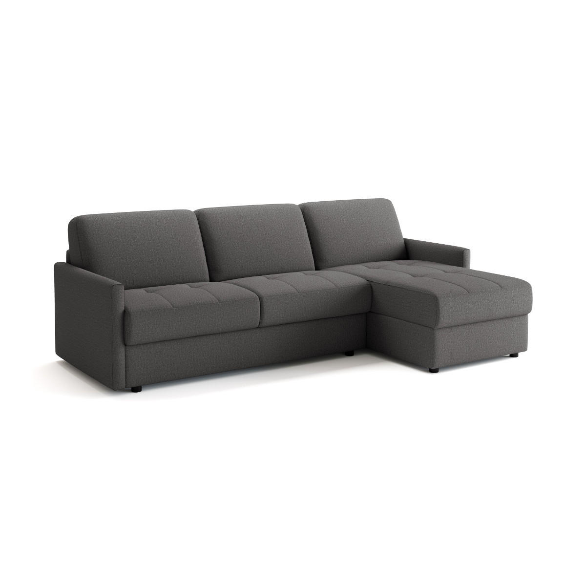 ECKSOFA mit schlaffunktion3-sitzer aus grauem stoff belluno 260/150/87 cm - Dunkelgrau, Textil (150/87/260cm) - Calicosy