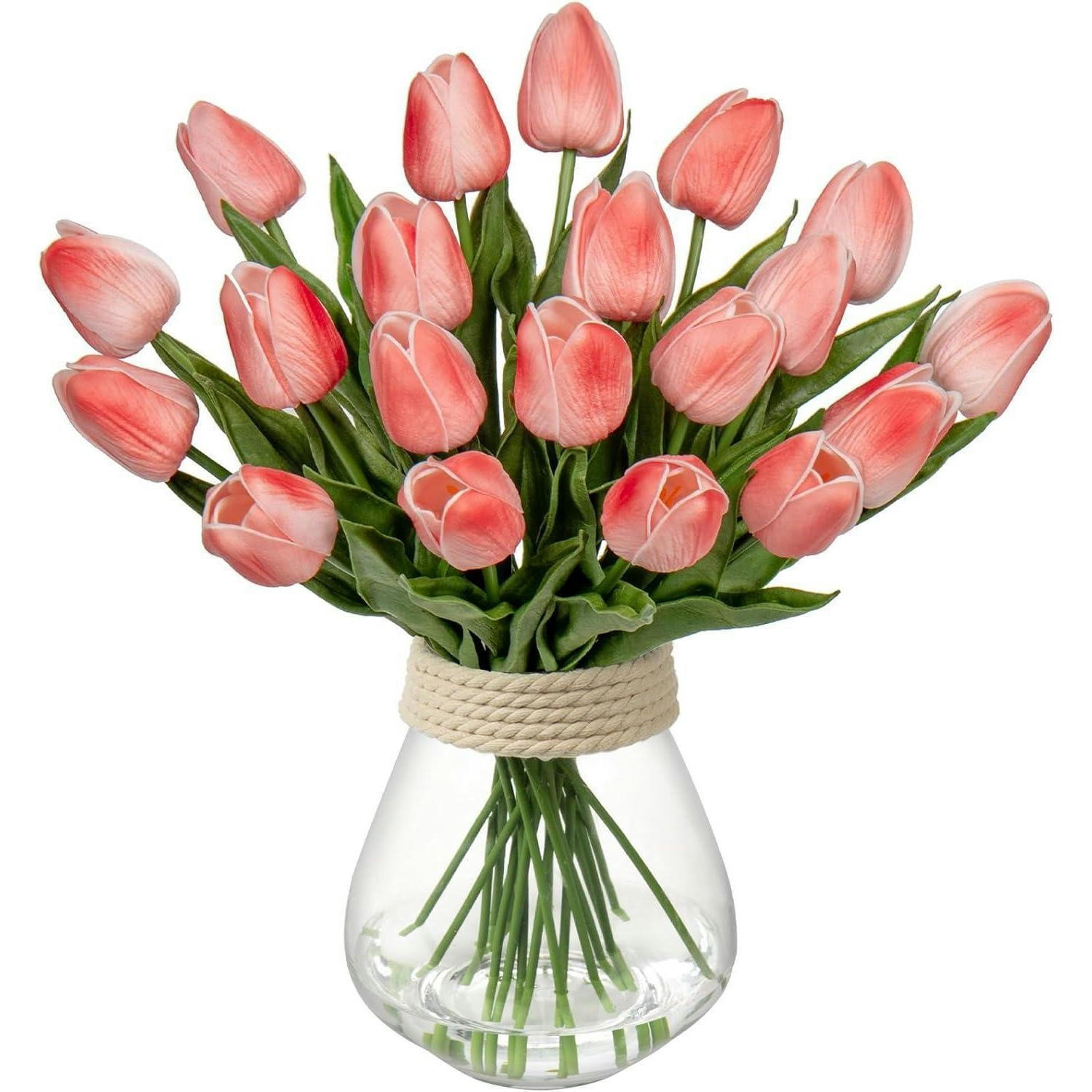 KUNSTTULPEN 10 Stück 34 cm Salmon - Rot, Kunststoff (34cm)