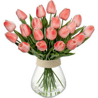 KUNSTTULPEN 10 Stück 34 cm Salmon - Rot, Kunststoff (34cm)