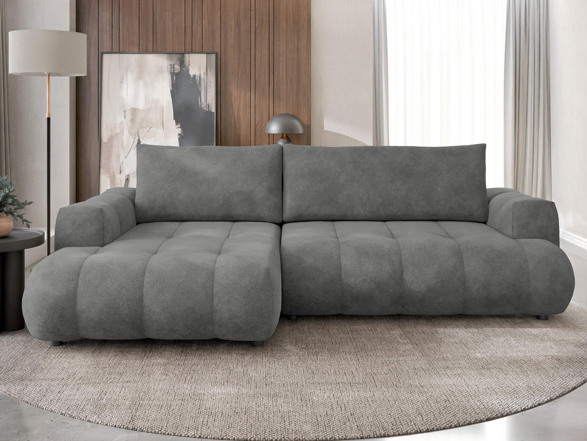 ECKSOFA Haiti, Seite: Links LC+2R - Schwarz/Grau, Holz/Textil (276/156cm) - MIRJAN24