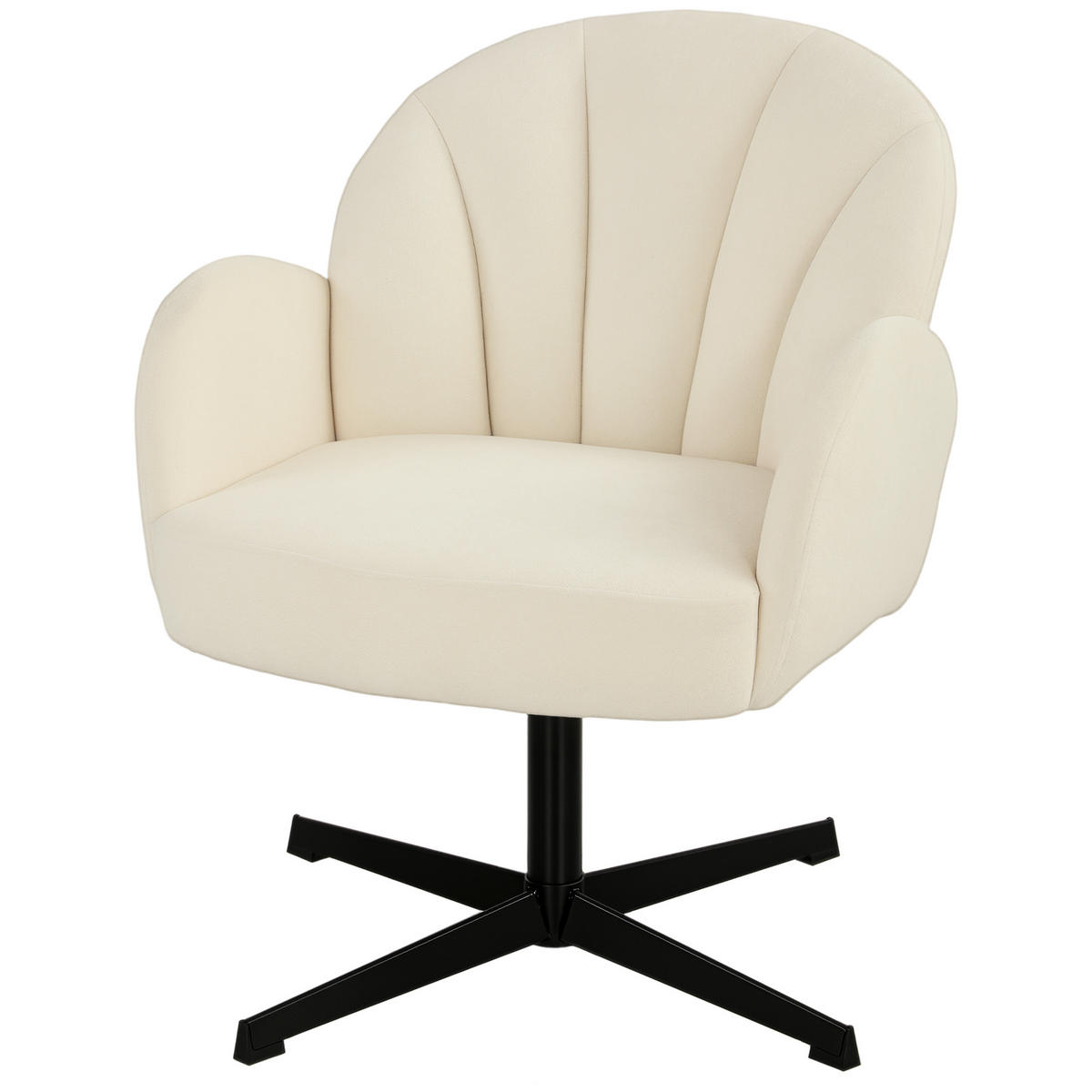 DREHSESSEL DE-13365 Muschelform & Samt Beige - Beige, Metall (64.5/80/68cm) - ComfortXL