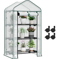 GEWÄCHSHAUS mit Rollen, Foliengewächshaus mit 3 Regalen - Weiß, Textil/Metall (70/131/50cm) - Woltu