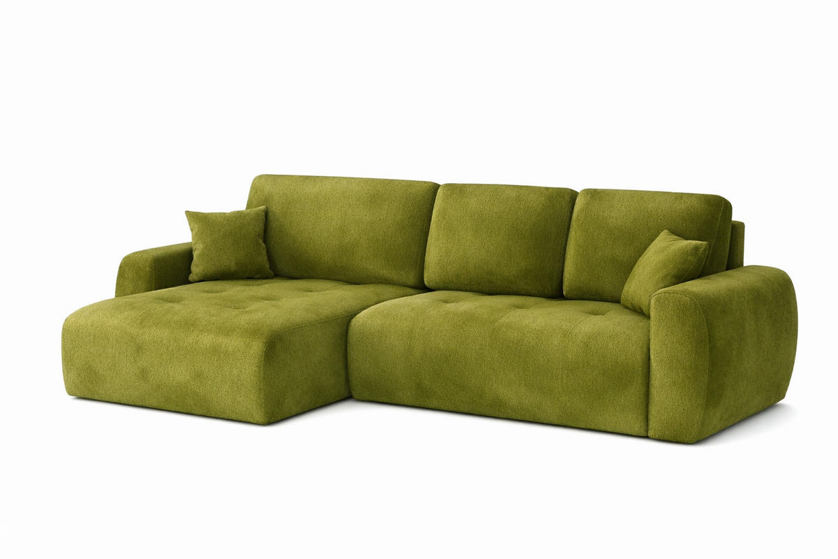 ECKSOFA Mit Schlaffunktion Und Bettkasten L-Form Ivo L, Veloursstoff Salvador, Olive, Links - Olivgrün, Holz (250/142cm) - Kaiser Möbel