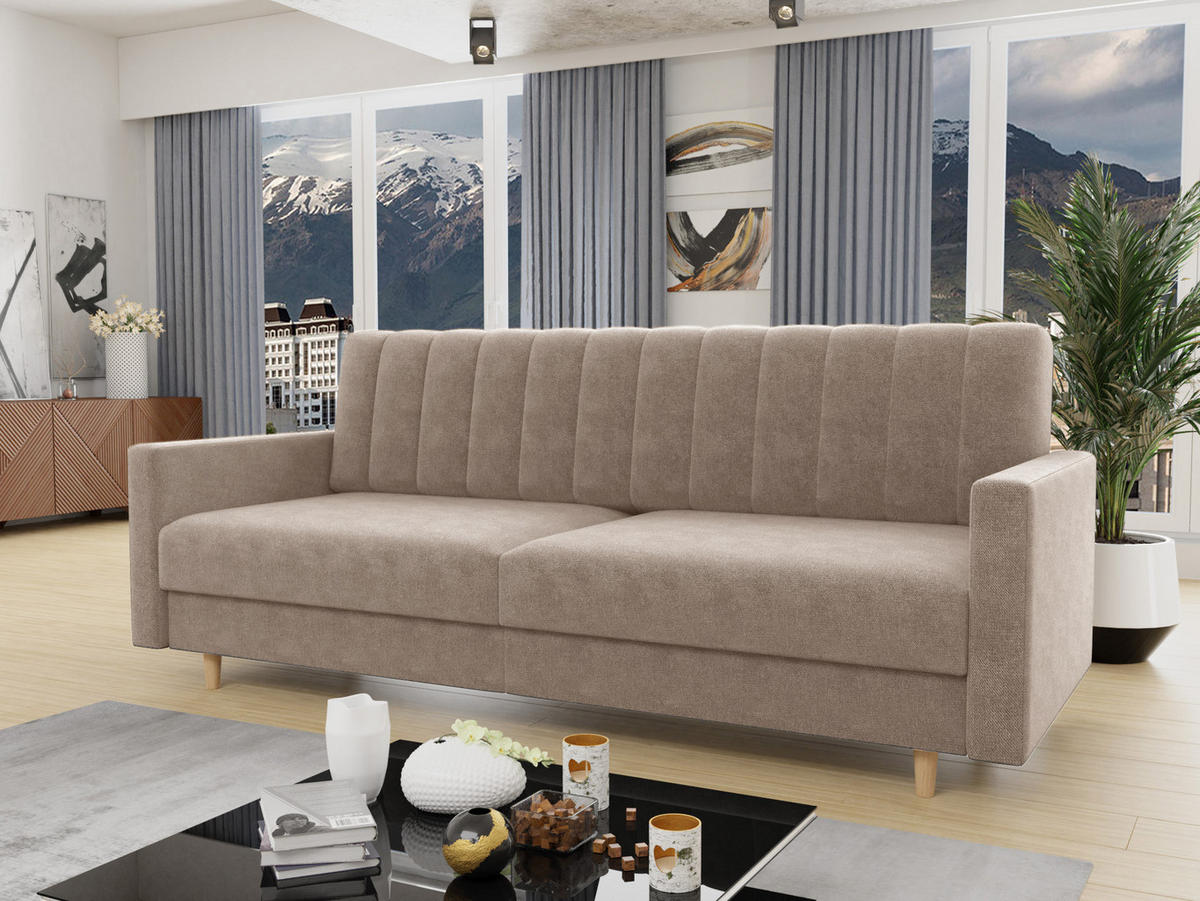 SCHLAFSOFA Sara - Beige, Holz/Textil (214/86/90cm) - Sofnet