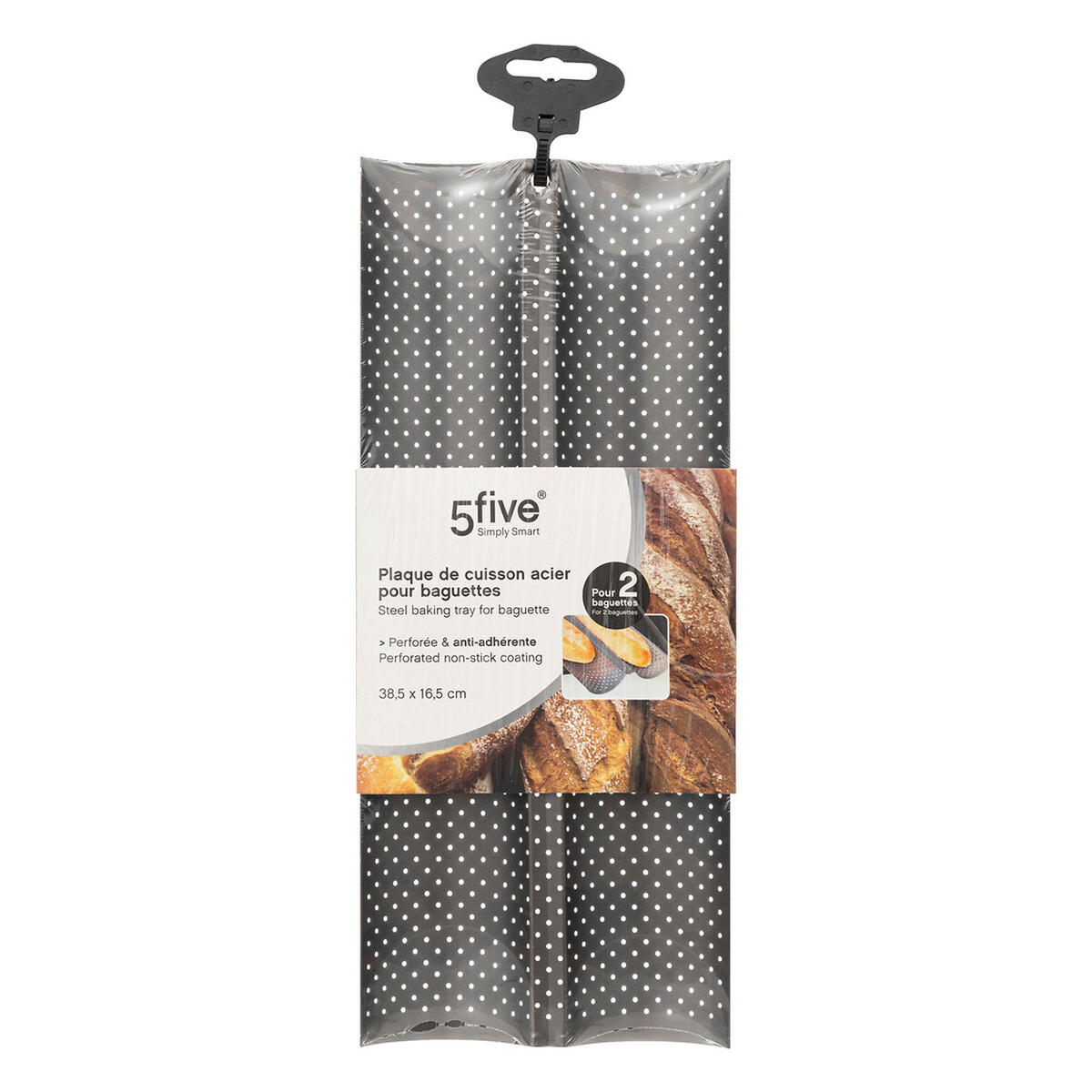 BROTBACKFORM für 2 Baguettes, Metall, PTFE-Beschichtung, Schwarz - Schwarz, Metall (16.5/2.3/38.5cm) - 5five Simply Smart