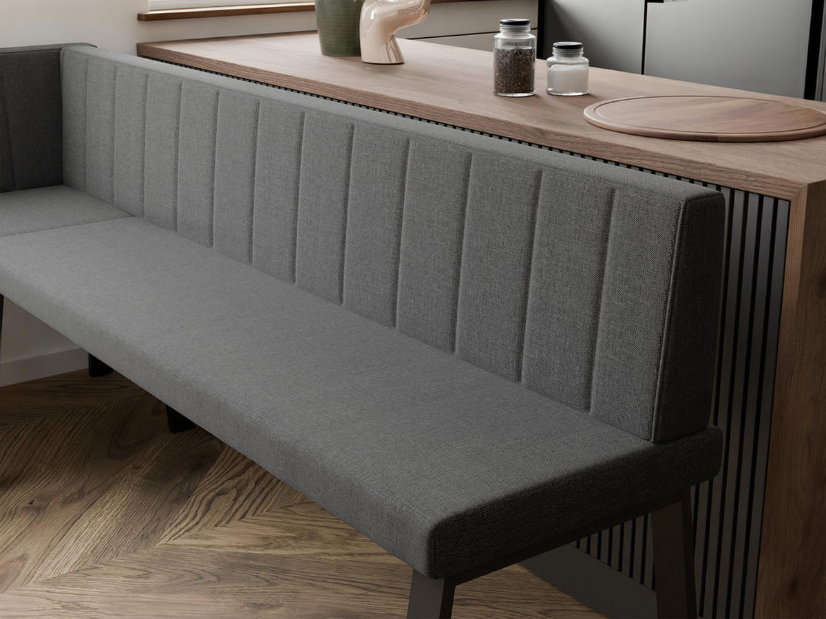 ECKBANK links MONO Y Webstoff gesteppt, 142/196 cm Dunkelgrau - Dunkelgrau, Textil/Metall (142/196cm) - Idohome