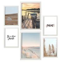 POSTER Set Mit 6 Strand Wandbild A3 & A4 Weißer Rahmen - Weiß, Papier (29/3cm) - Nacnic