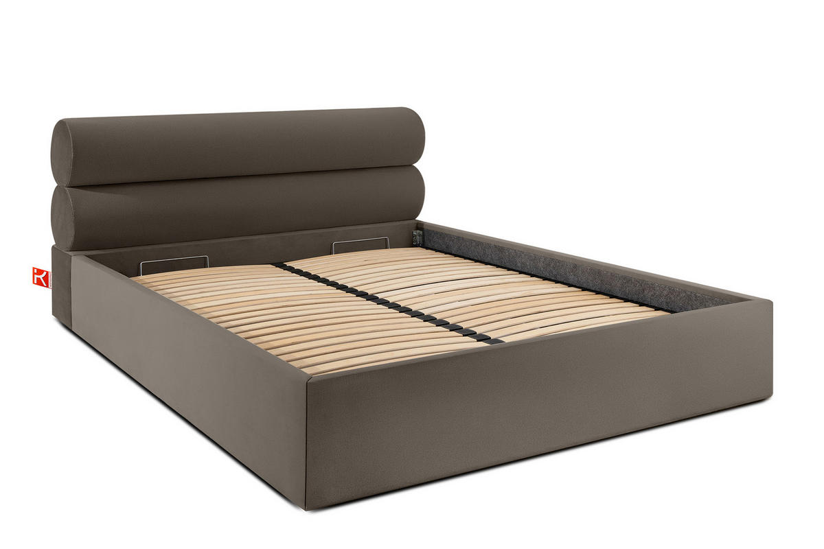 POLSTERBETT LUNEO - Schwarz/Braun, Holz/Holzwerkstoff (202/204cm) - KONSIMO®