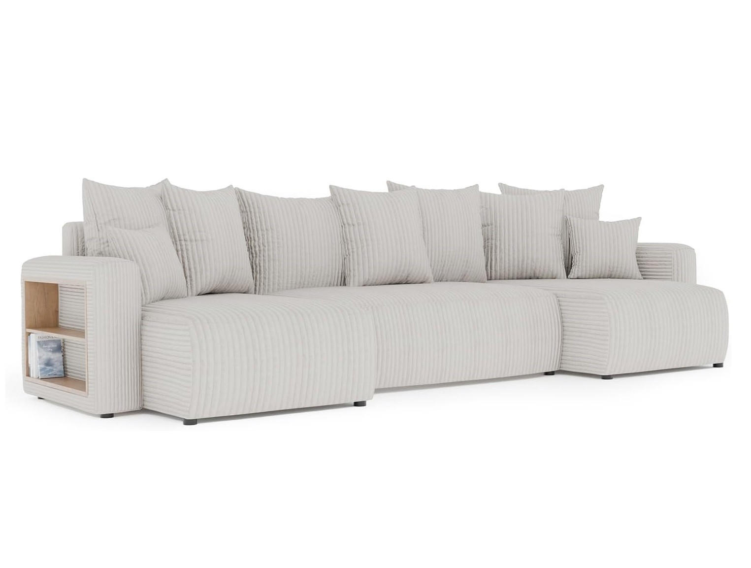 ECKSOFA SOLARIS U - Creme/Schwarz, Holzwerkstoff (312/142cm) - Meblini