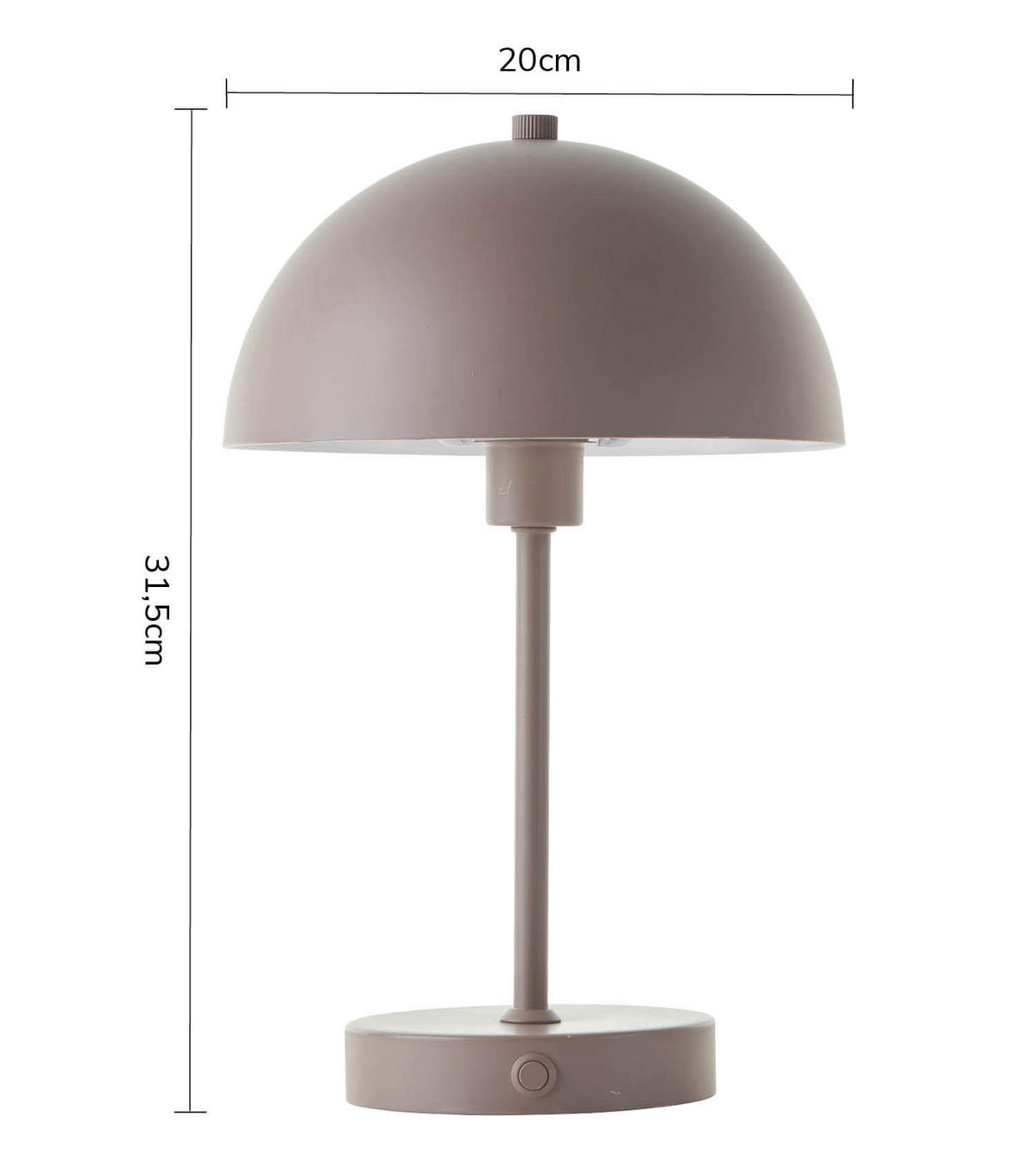 TISCHLAMPE KABELLOS Der Leuchtturm - Taupe, Metall (20/20/31.5cm) - Mokebo