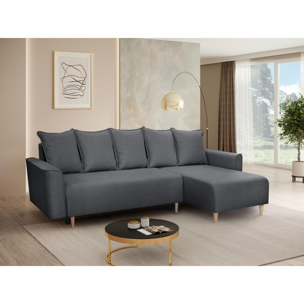 ECKSCHLAFSOFA Willow dunkelgrau - Dunkelgrau, Textil (225/150cm) - Beautysofa
