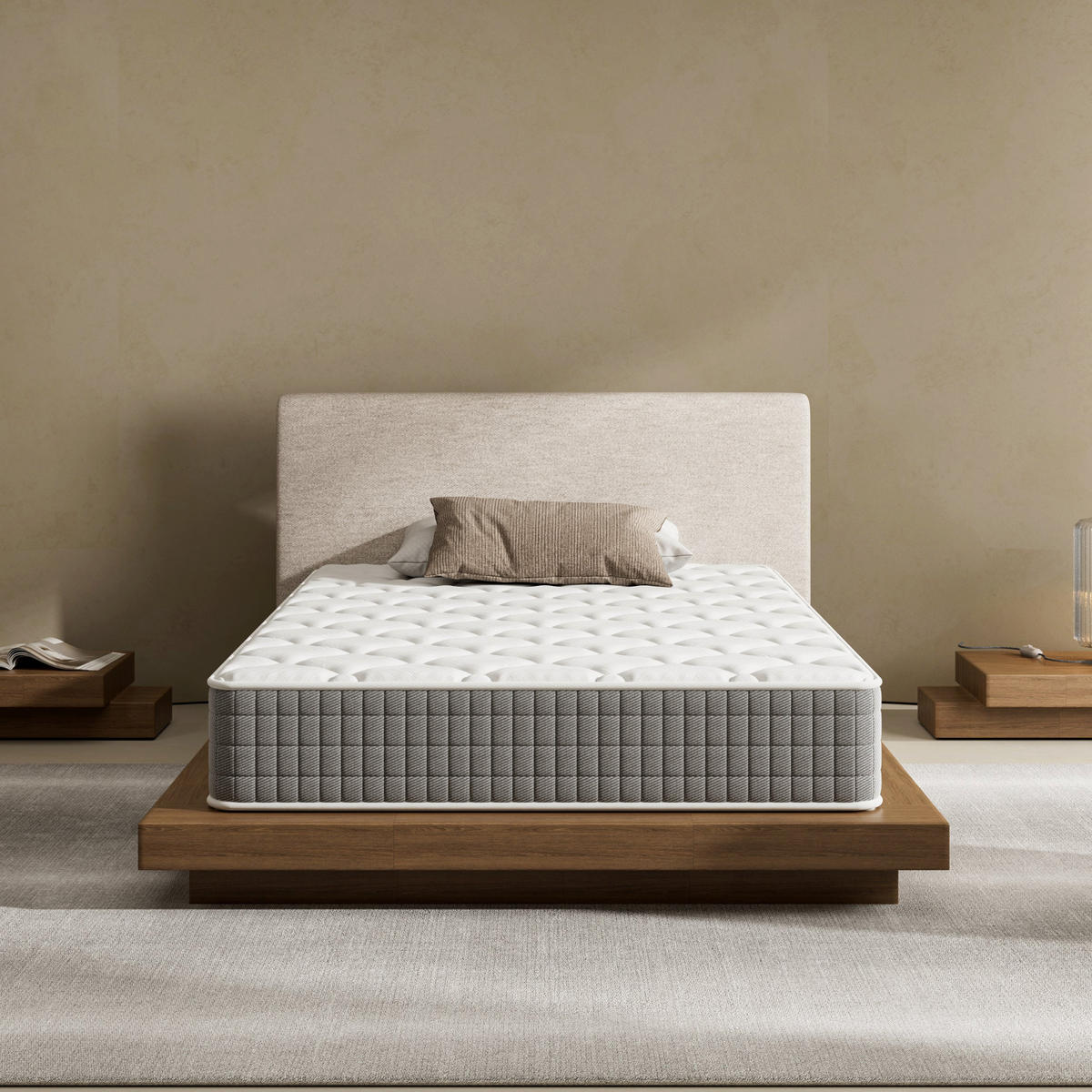 SCHAUMSTOFFMATRATZE 120/190 cm, Höhe ca.: 30 cm, mittelfest, atmungsaktiv, beidseitig verwendbar - Weiß, Textil (120/190cm) - DEWINNER