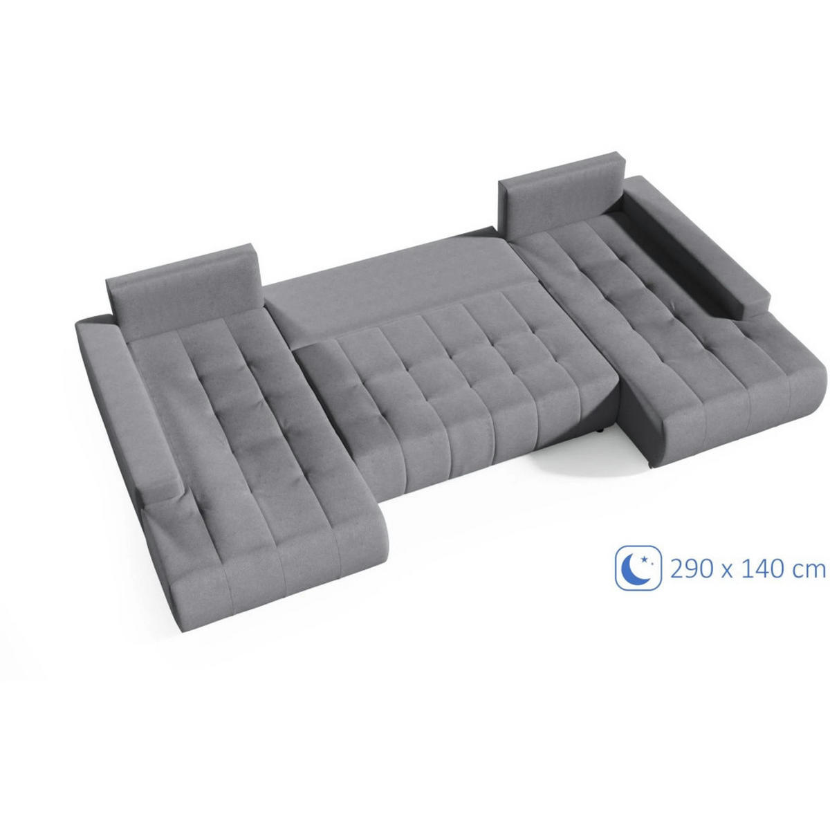 WOHNLANDSCHAFT Draco U Grau - Silberfarben/Hellgrau, Textil/Metall (350/85/185cm) - Beautysofa