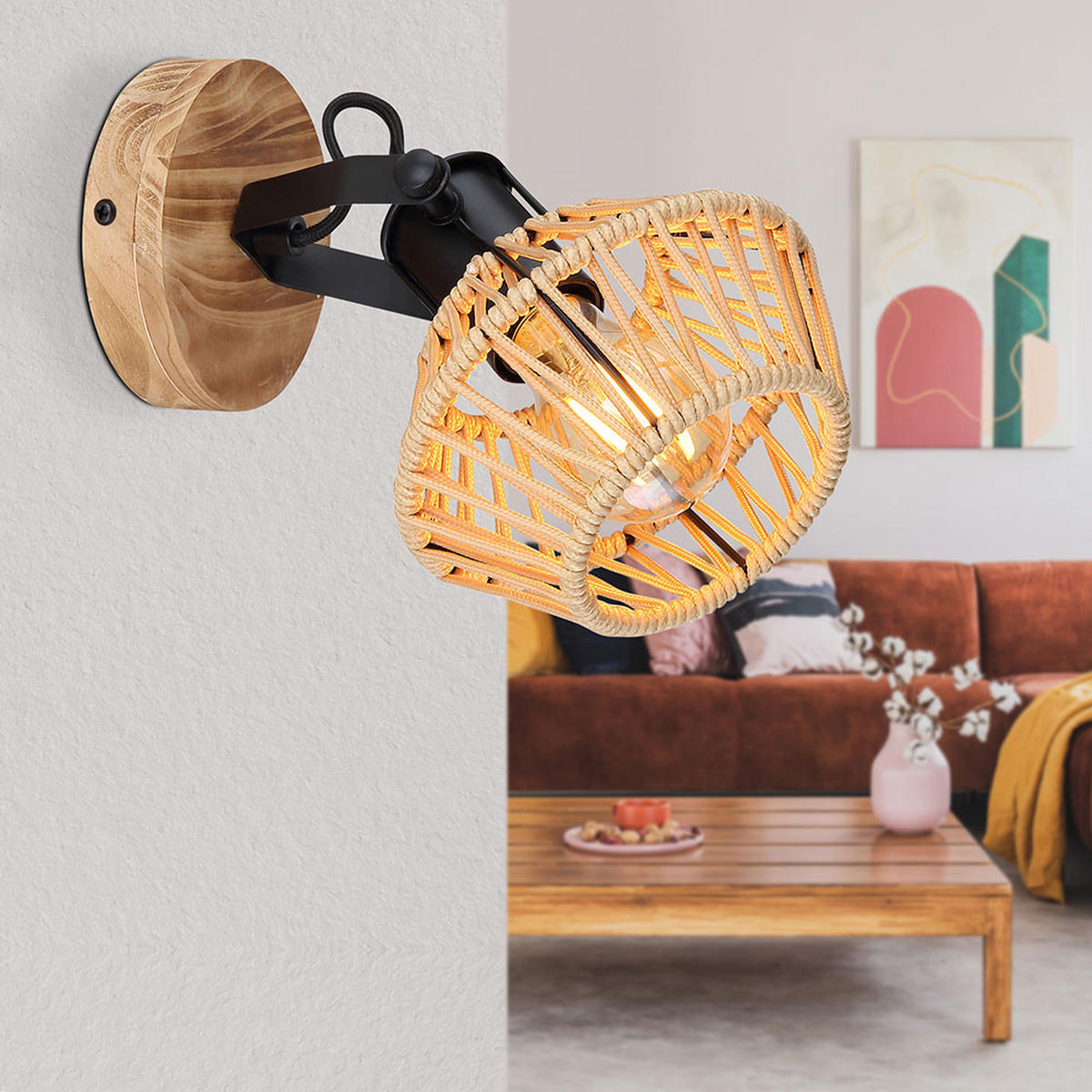 WANDLEUCHTE Metall Braun - Braun, Metall (16/22/25.3cm) - Globo Lighting