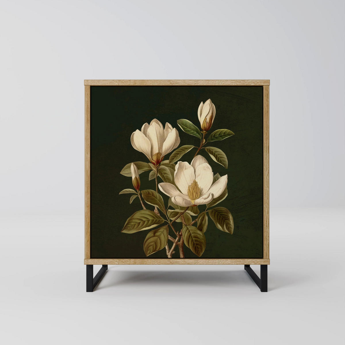 SIDEBOARD FLORAL NOIR, Eichefarben, 57,5x42x57,5 cm, Ohne Füße - Eichefarben/Multicolor, Holzwerkstoff (57.5/57.5/42cm) - SpaceRebels