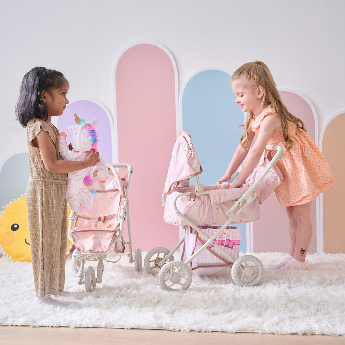 PUPPENWAGEN 2-in-1 Klassiker, Beige, 64cm - Beige, Holzwerkstoff (37/64/56cm) - Teamson Kids