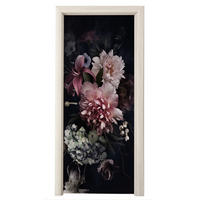 NÁLEPKA NA DVERE Kvety - Vintage - pastelové - ružové - biele 90x235 cm - staroružová, plast (90/0.1cm) - MuchoWow