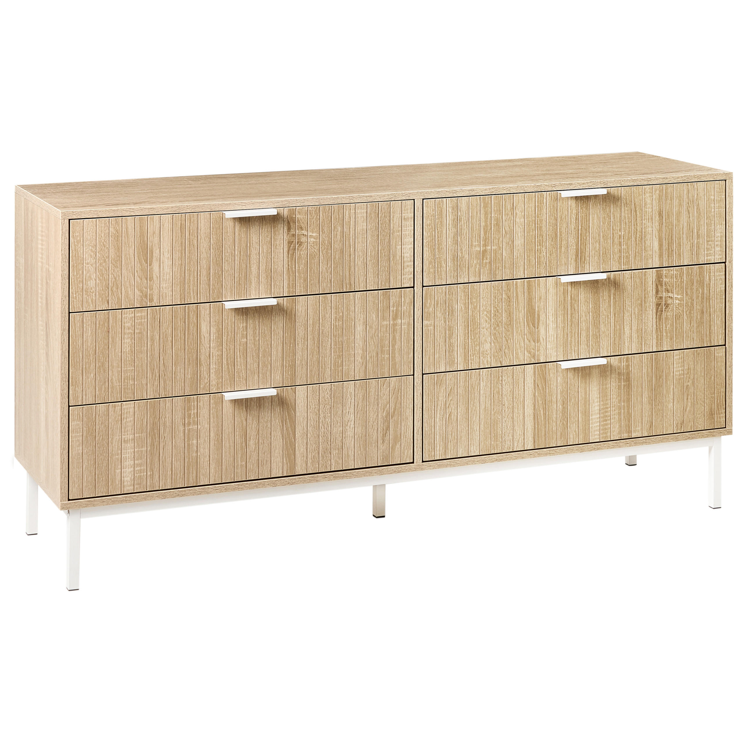 KOMODA s 6 zásuvkami Světle hnědá Royalla - světle hnědá, kompozitní dřevo (140/68/40cm) - Beliani