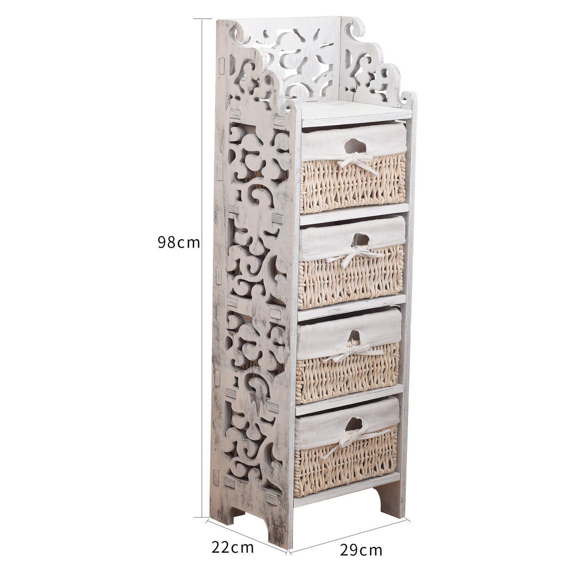 KOMMODE Weiß 22/29/98 cm - Weiß, Holz (22/98/29cm) - Mobili Rebecca