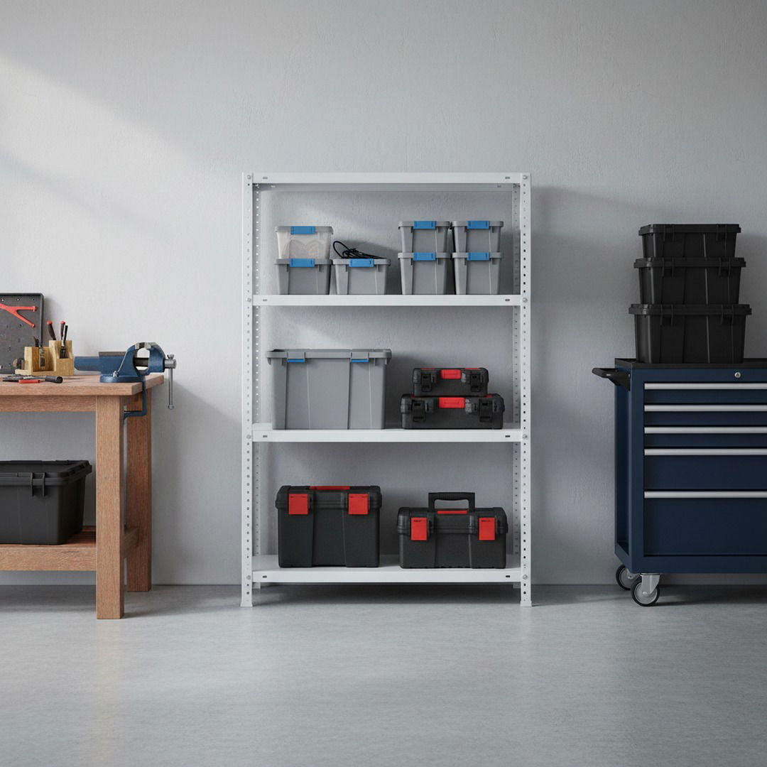 SCHRAUBREGAL PANDA MID | HxBxT 150x110x50cm | 4 Fachböden | Fachlast 90kg | Weiß - Weiß, Metall (110/150/50cm) - PROREGAL