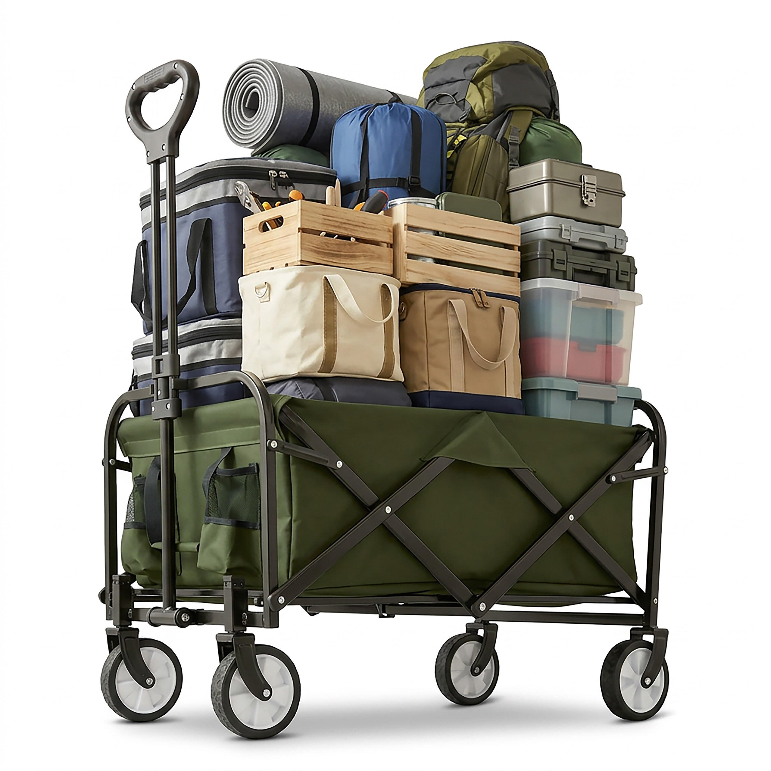 Relaxdays VOZÍK zelený skládací 95 l