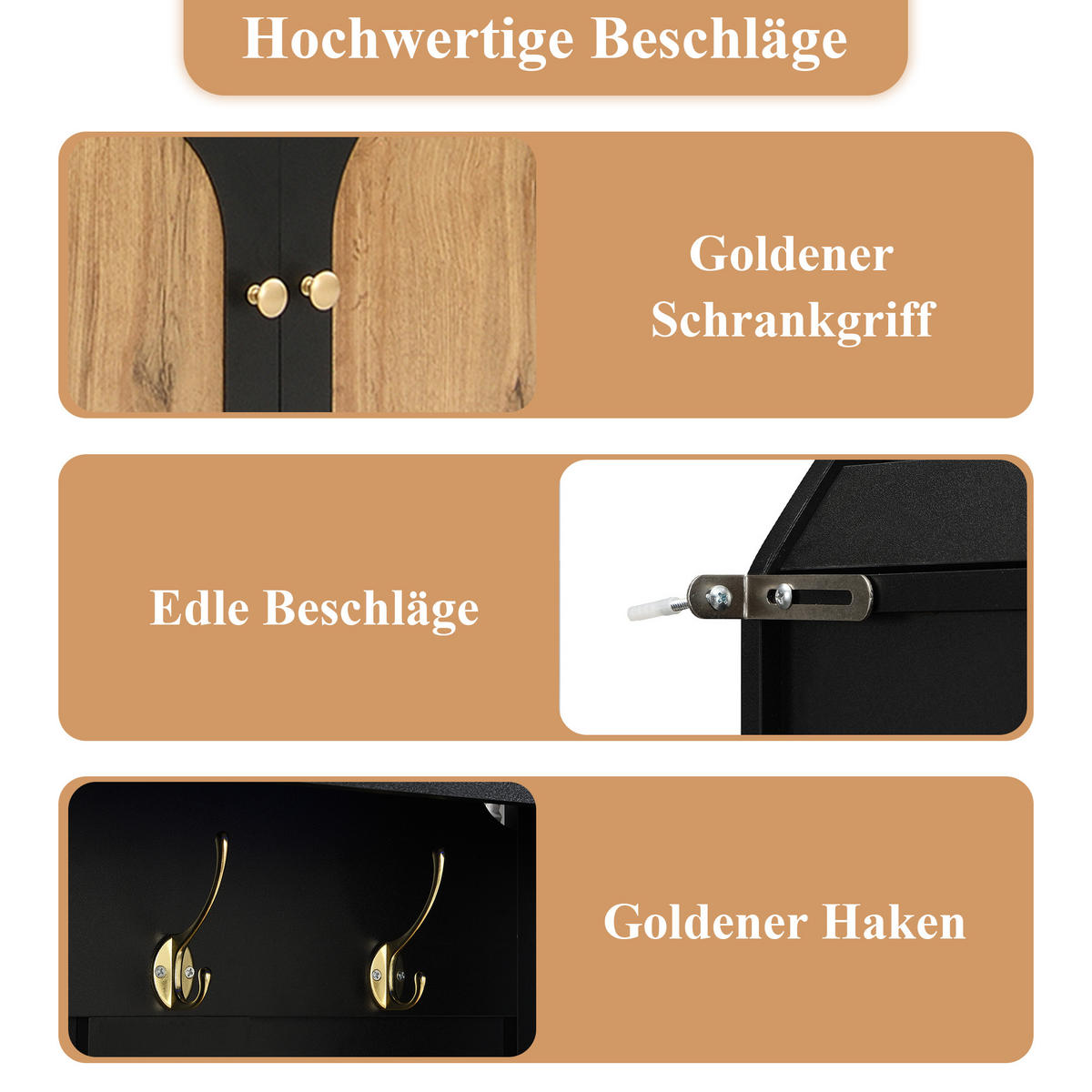 GARDEROBENSCHRANK multifunktional MDF Schuhregal Ablage Haken modern - Schwarz, Holzwerkstoff (40/195/150cm) - FLIEKS