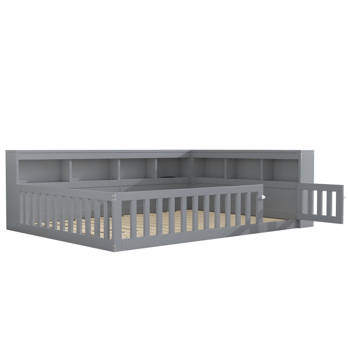 KINDERBETT Tagesbett 140/200 cm aus Holzwerkstoff mit USB-Anschluss und Stauraum Grau - Grau, Holzwerkstoff (140/200cm) - Modenvie