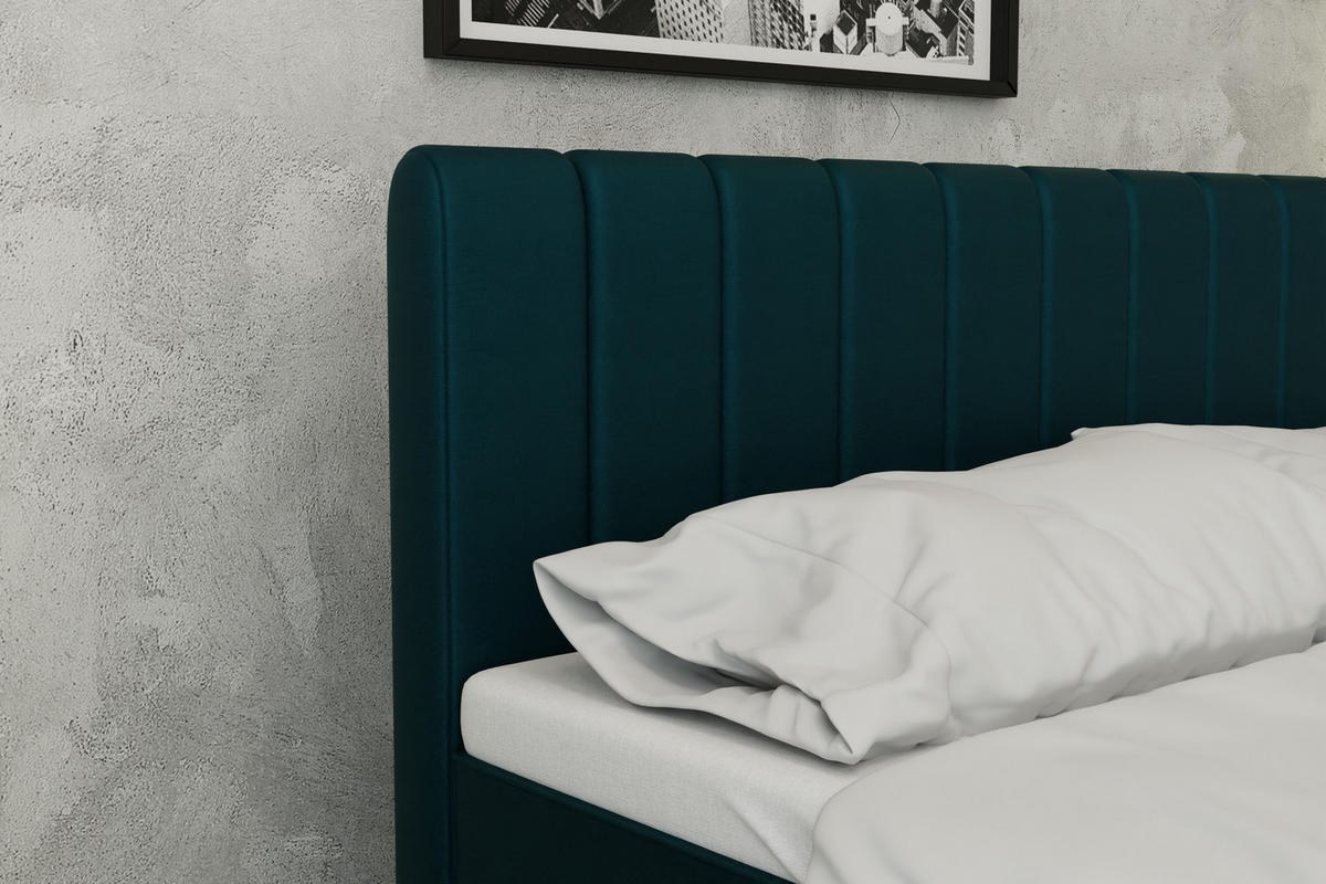 BOXBETT AVALON 160 x 200 cm mit Bettkasten und Topper - Türkis - Türkis, Holz - Panda Möbel
