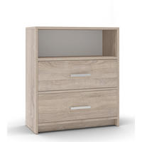 KOMMODE Sonoma Eiche Mit Schubladen Und Regal - Braun, Holzwerkstoff (80/90/35cm) - Sepro Meble