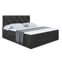 BOXBETT mit H4-Matratze und Lattenrost- ZAFIRA-BZ - 180x200 - Schwarz Samt - Schwarz, Holzwerkstoff (180/200cm) - ALTDECOR