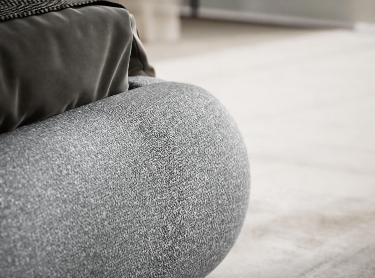 POLSTERBETT Maumere Grau 180/200 cm im Boucle-Stoff - Schwarz/Naturfarben, Holz/Holzwerkstoff (180/200cm) - Maison de Reve