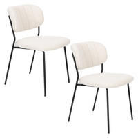 ESSZIMMERSTUHL Jolien Schwarz/ Bouclé - 2 er Set - Weiß, Textil (48/77/56cm) - Housecraft Living