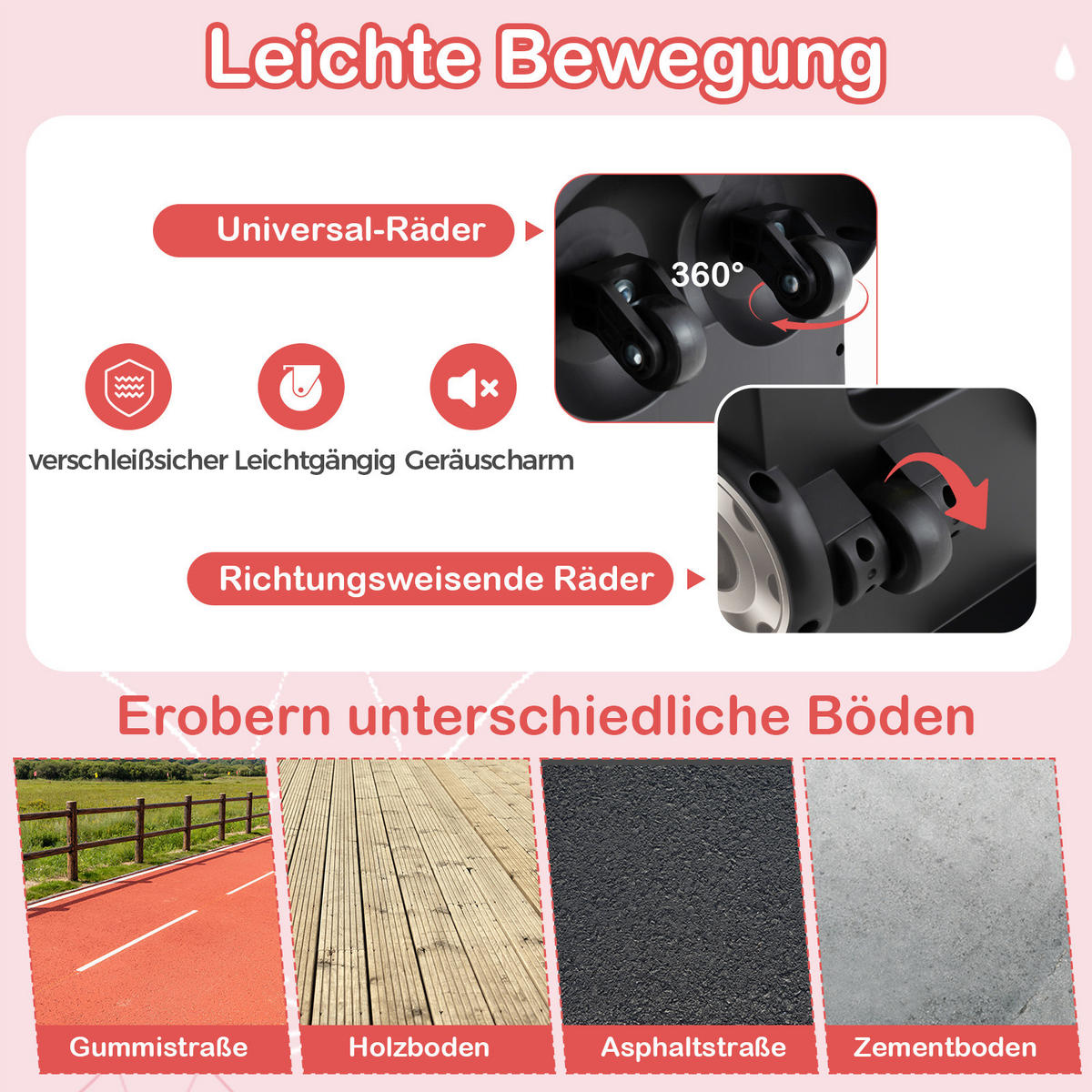 RUTSCHAUTO Rot - Rot, Kunststoff (23/36/55cm) - COSTWAY