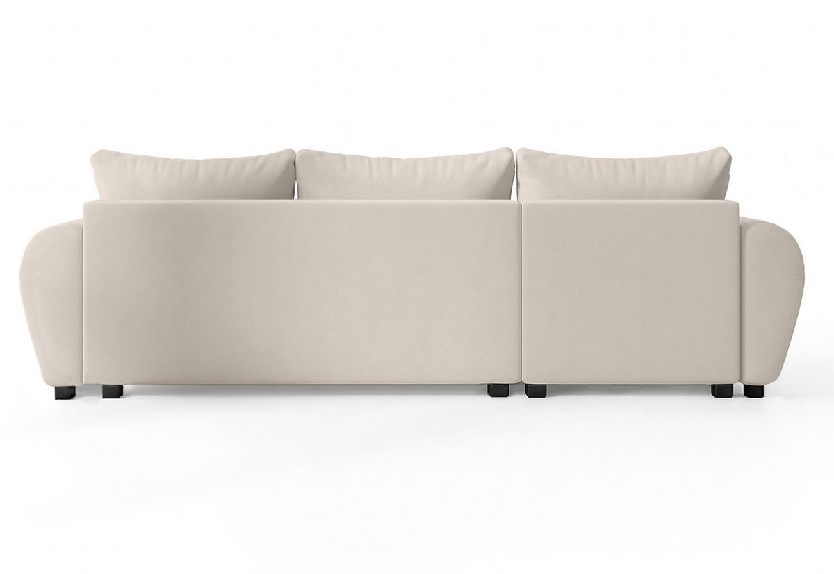 ECKSOFA L Form Malatya Beige 246/145/82 cm stilvolle mit Schlaffunktion L - Beige/Schwarz, Kunststoff/Textil (145/246cm) - AX Living