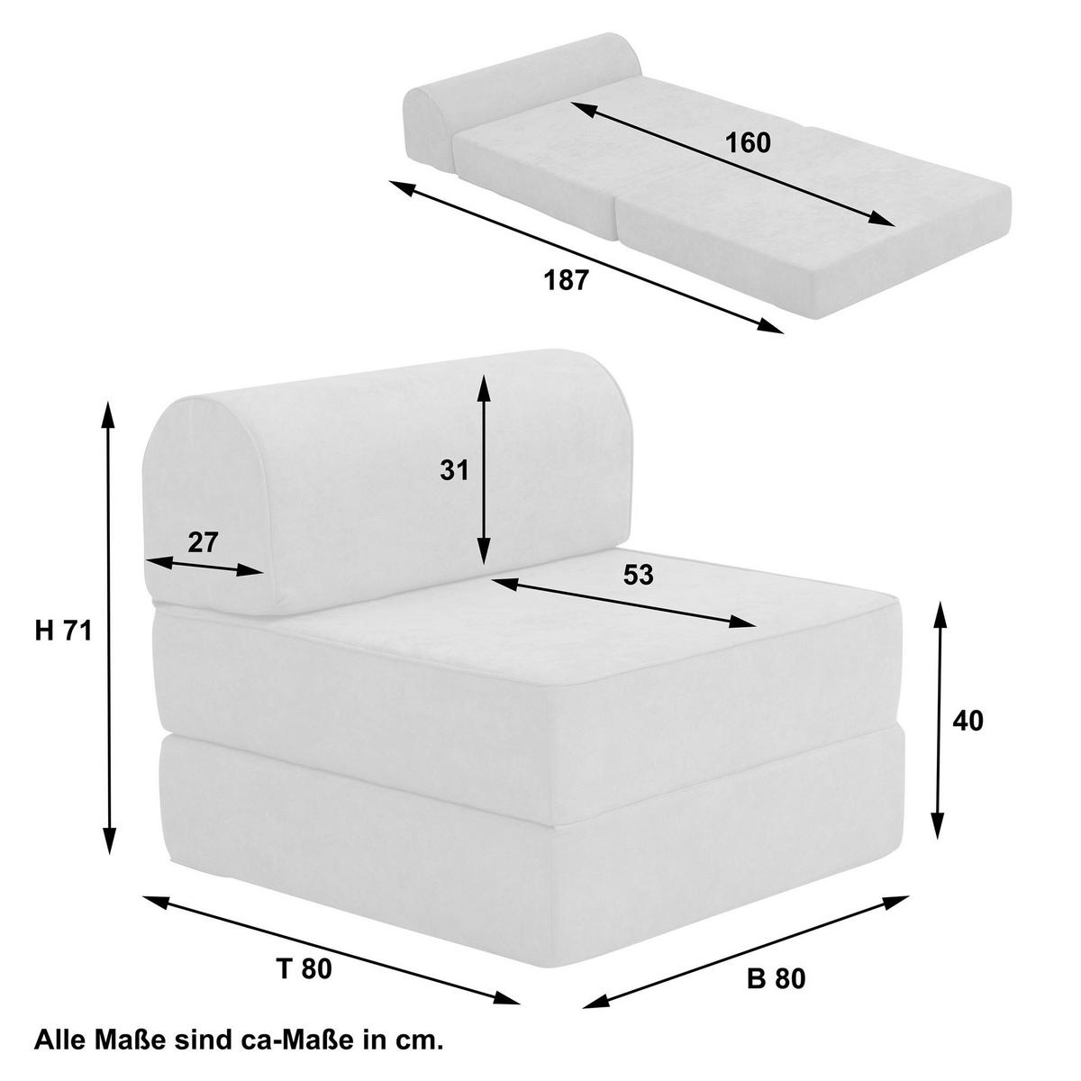 FALTSESSEL Katusha Flachgewebe hellgrau - Hellgrau, Kunststoff (80/71/80cm) - 58aufmkessel