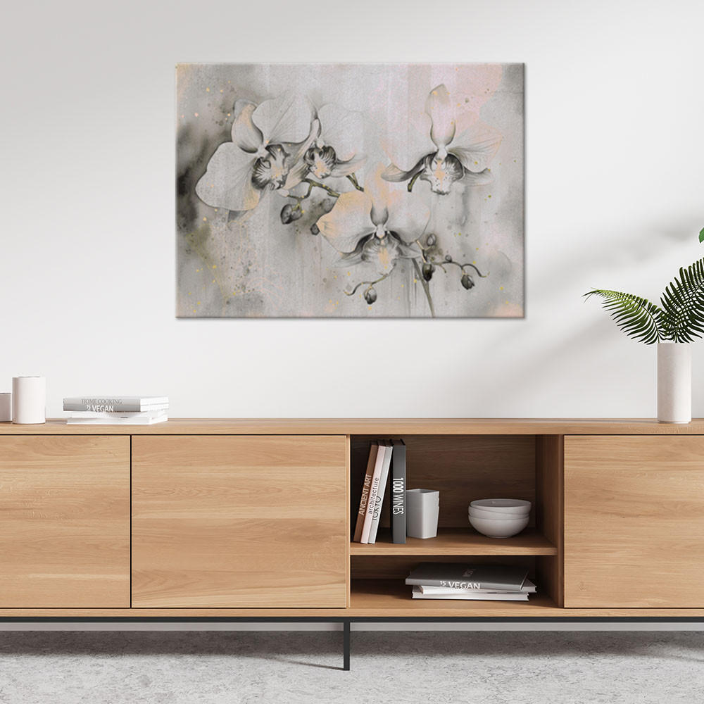 WANDBILD blühende orchideen abstrakt - Beige, Textil (60/40cm) - Feeby