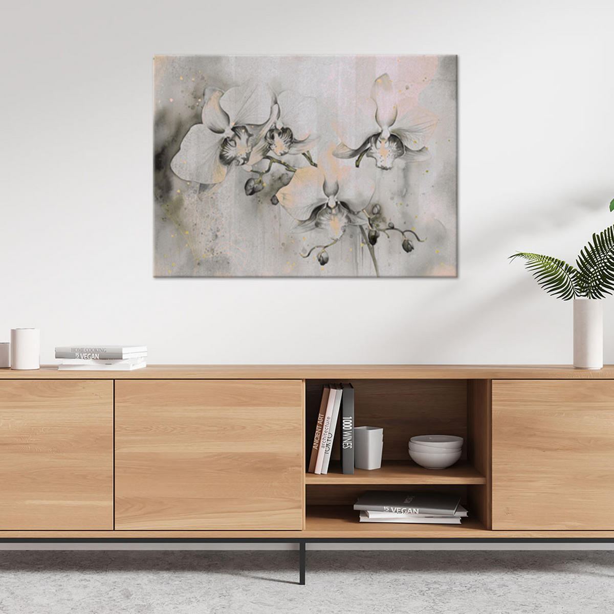 WANDBILD blühende orchideen abstrakt - Beige, Textil (60/40cm) - Feeby