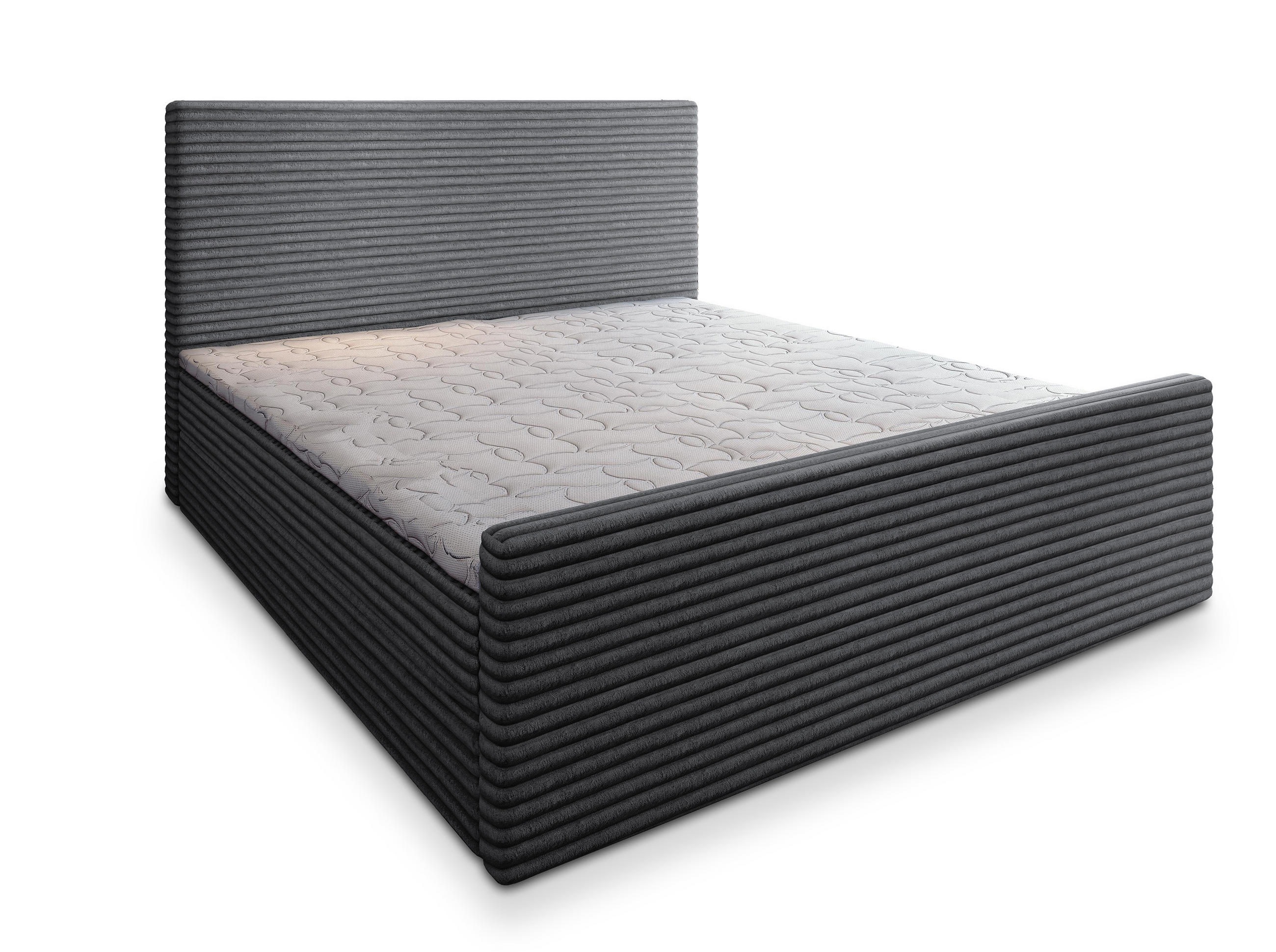 BOXBETT BRENTO 160x200 cm mit Matratze und Topper - Graphitfarben - Graphitfarben, Holz (160/200cm) - MASSENO