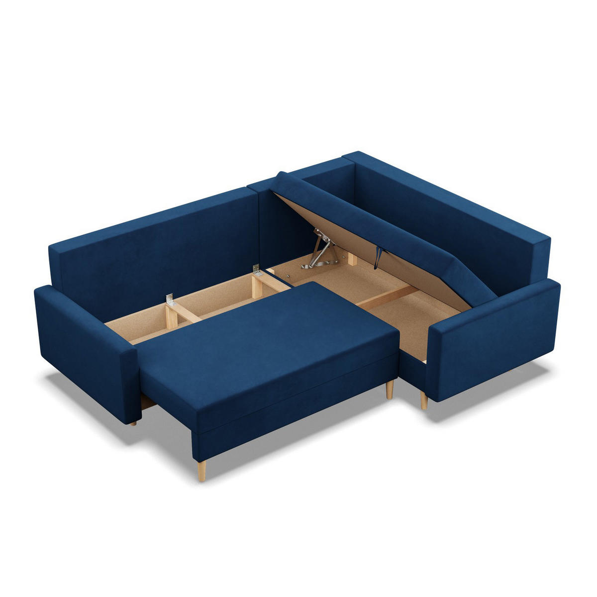 ECKSOFA LINKS MIT SCHLAFFUNKTION BLANK, Dunkelblau - Dunkelblau, Textil (223/172cm) - Mebligo
