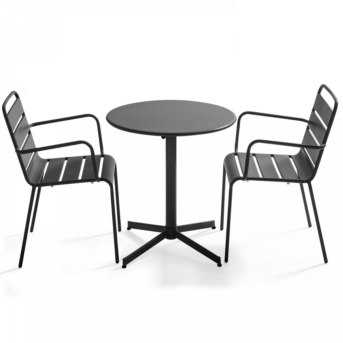 GARTENSET 3-tlg., Grau - Grau, Metall - Oviala