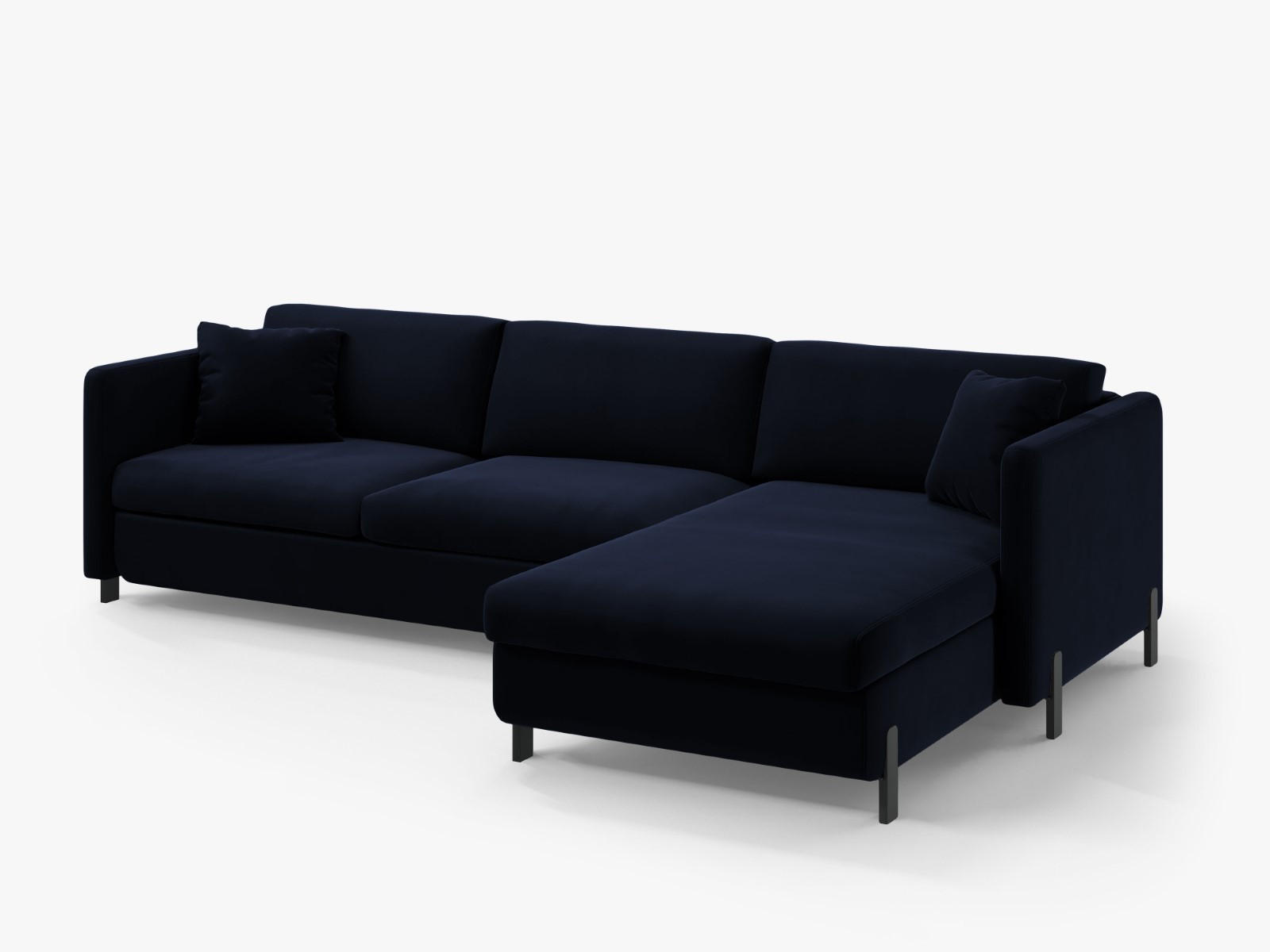 ECKSOFA ausklappbar rechts Gloria aus Samt königsblau 4 Sitzplätze - Dunkelblau, Textil (260/170cm) - Micadoni