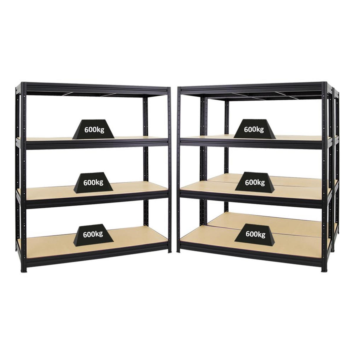 SCHWERLASTREGAL Dino 3er-Set mit 3x 180x160x60 cm Fachlast 600 kg Schwarz - Schwarz, Metall (480/180/60cm) - PROREGAL