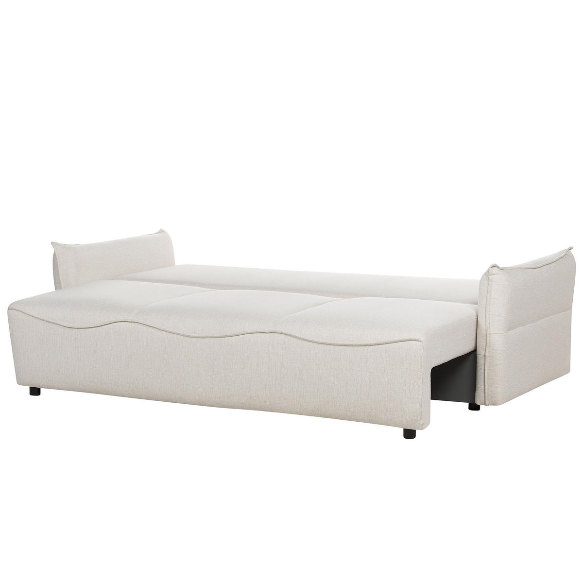 3-SITZER-SCHLAFSOFA cremeweiß mit Stauraum Krama - Schwarz/Weiß, Textil (225/62/93cm) - Beliani